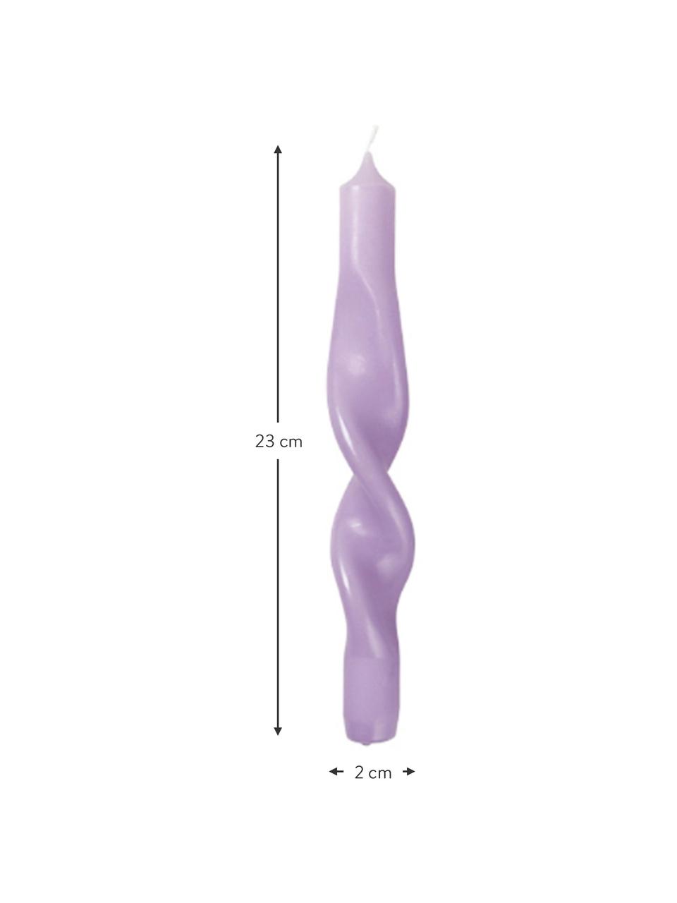 Candela a bastoncino Twist 2 pz, Cera, Lilla, Ø 2 x Alt. 23 cm