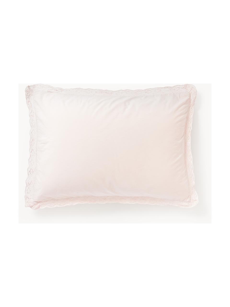 Funda de almohada de algodón lavada con volantes Adoria, Rosa palo, An 45 x L 110 cm