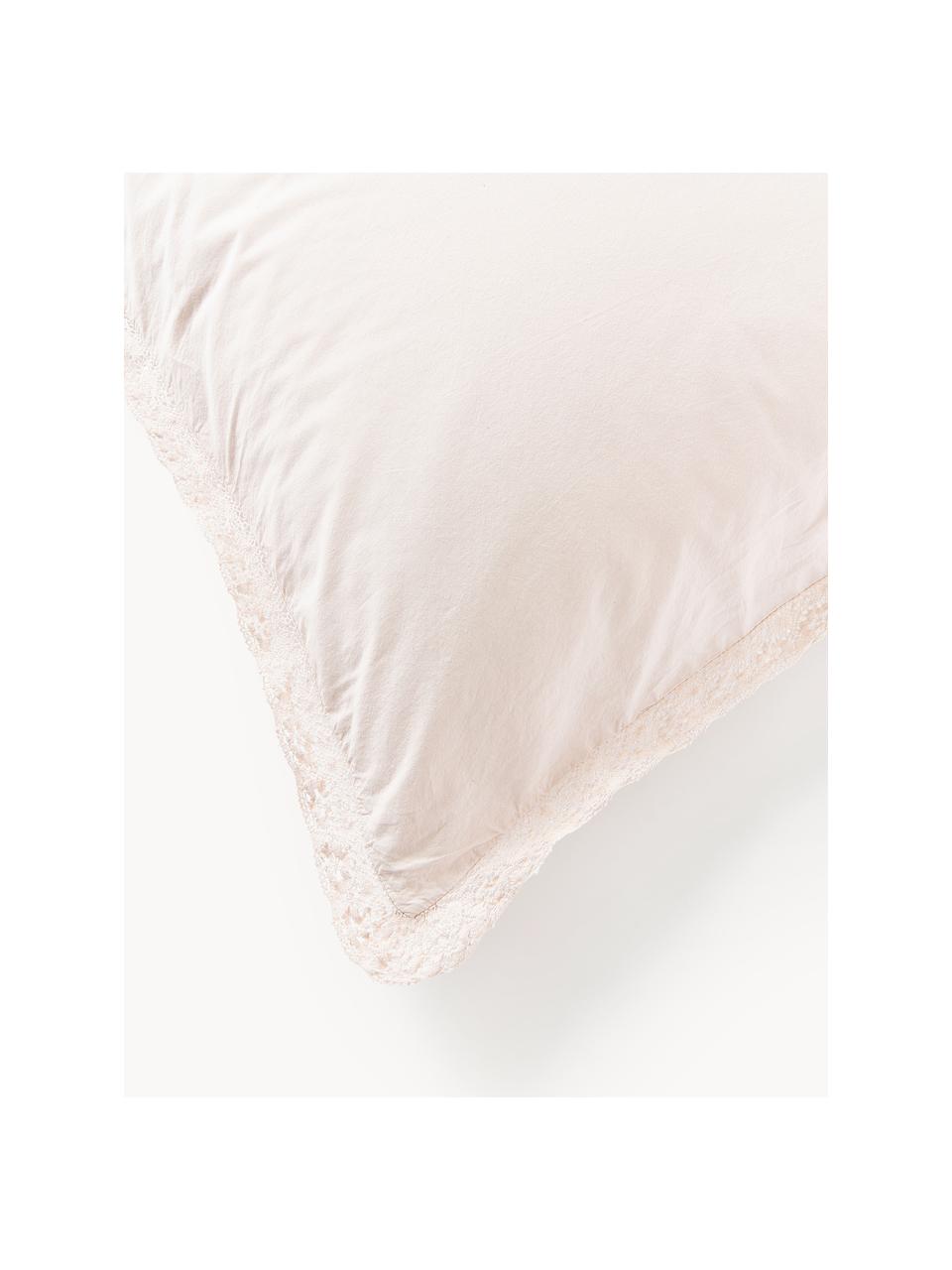 Funda de almohada de algodón lavada con volantes Adoria, Rosa palo, An 45 x L 110 cm