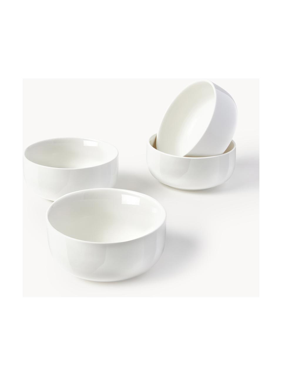 Cuencos de porcelana Nessa, 4 uds., Porcelana dura de alta calidad, esmaltada, Off White brillante, Ø 14 x Al 6 cm