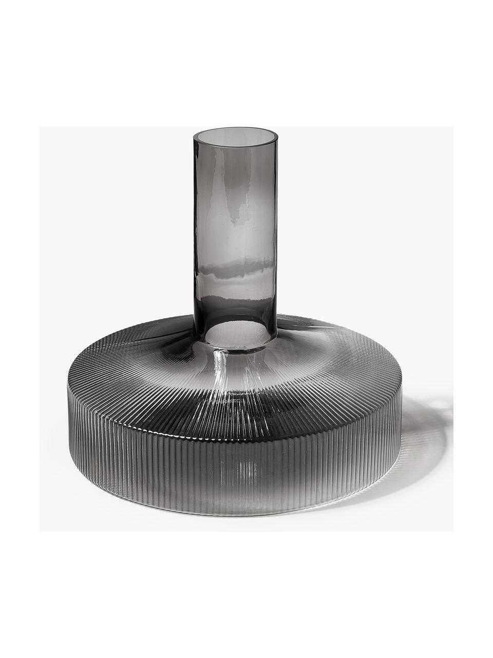 Décanteur strié soufflé bouche Ripple, 1,1 L, Verre, soufflé bouche, Gris, transparent et haute brillance, 1,1 L