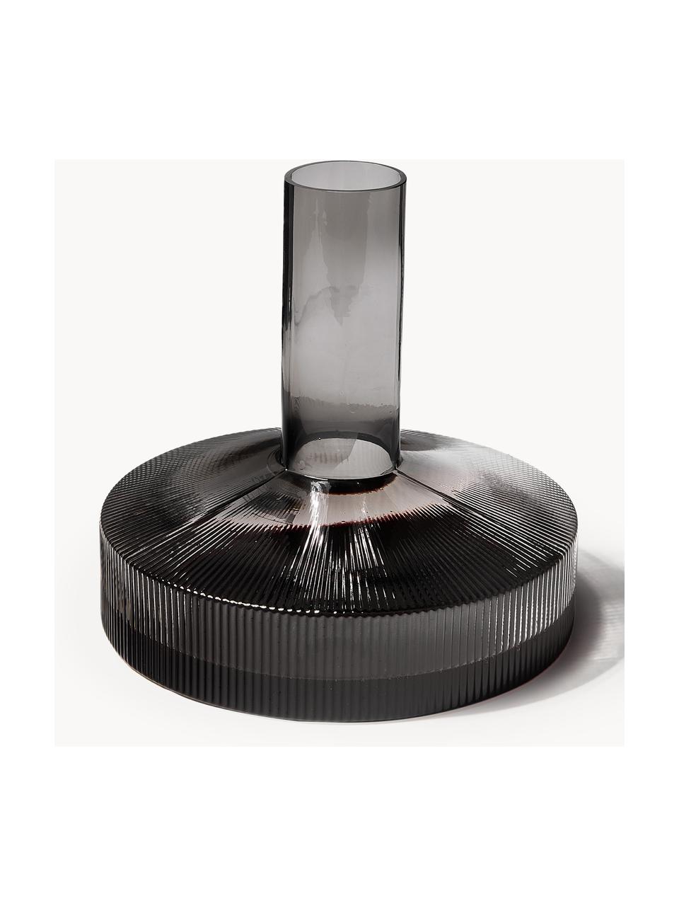 Décanteur strié soufflé bouche Ripple, 1,1 L, Verre, soufflé bouche, Gris, transparent et haute brillance, 1,1 L