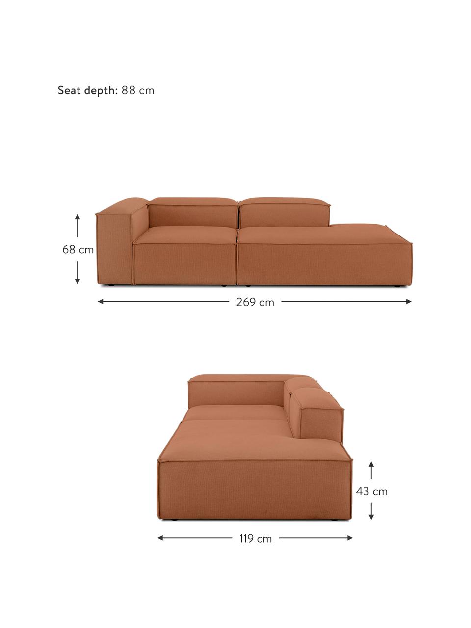 Diván modular Lennon, Tapizado: 100% poliéster Alta resis, Estructura: madera contrachapada de p, Patas: plástico, Tejido turrón, An 269 x F 119 cm, respaldo derecho