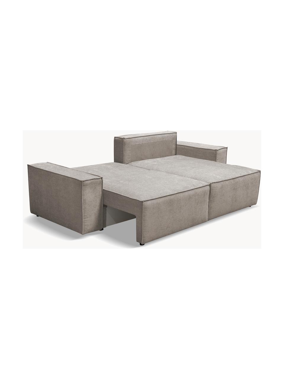 Sofá rinconera cama Melow (3 plazas), con espacio de almacenamiento, Tapizado: 100% poliéster Alta resis, Asiento: espuma fría, espuma de po, Estructura: madera dura, madera bland, Patas: plástico, Tejido gris claro, An 250 x F 150 cm