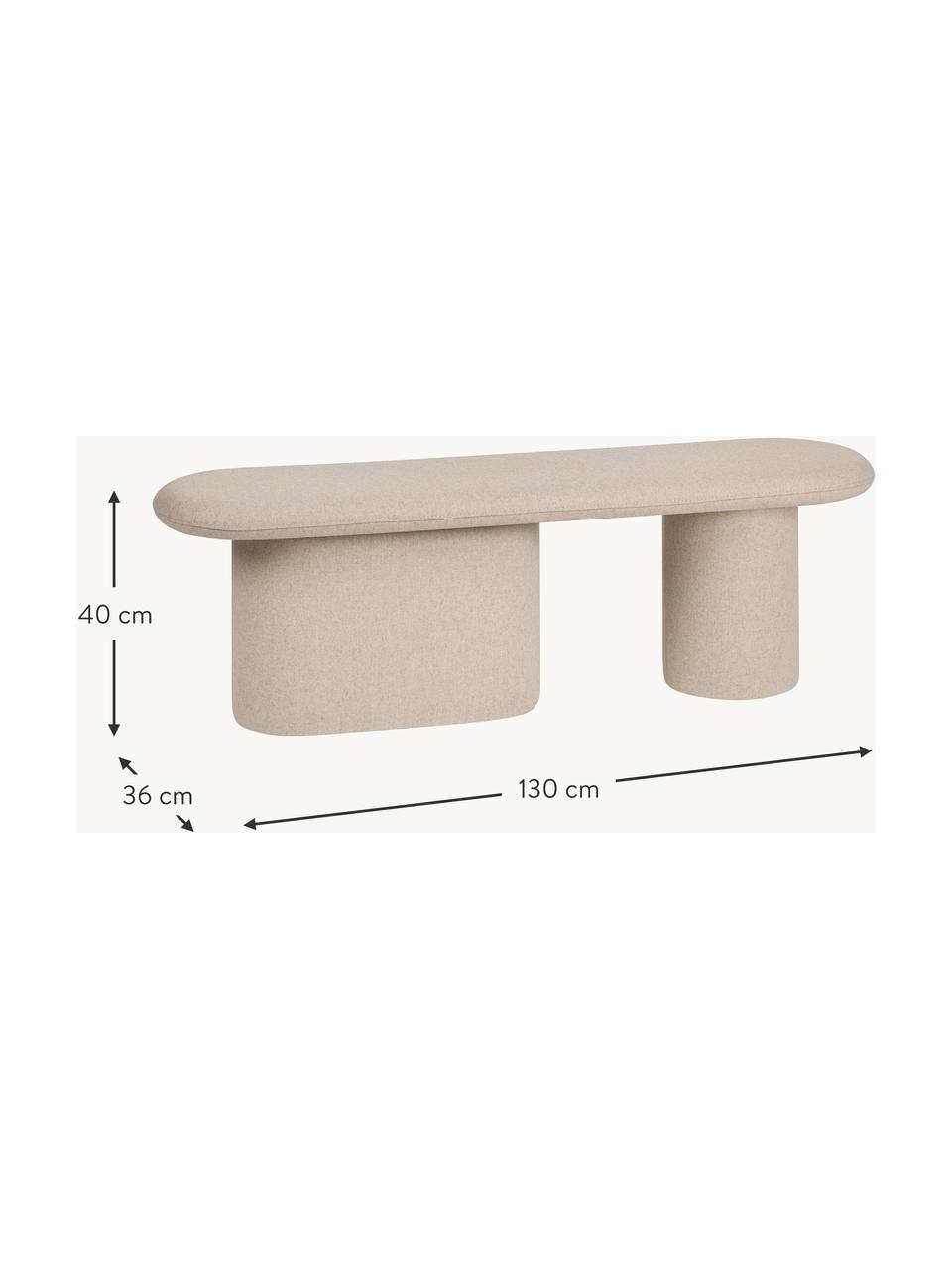 Gestoffeerde bank Rull, Bekleding: stof (40% wol, 30% acryl,, Frame: hardboard, Geweven stof lichtbeige, B 130 x D 36 cm