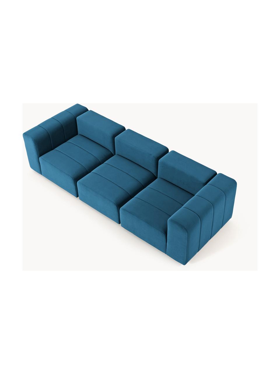 Modulares Samt-Sofa Lena (4-Sitzer), Bezug: Samt (100 % Polyester) De, Gestell: Buchenholz, Spanplatte, H, Samt Petrol, B 287 x T 106 cm