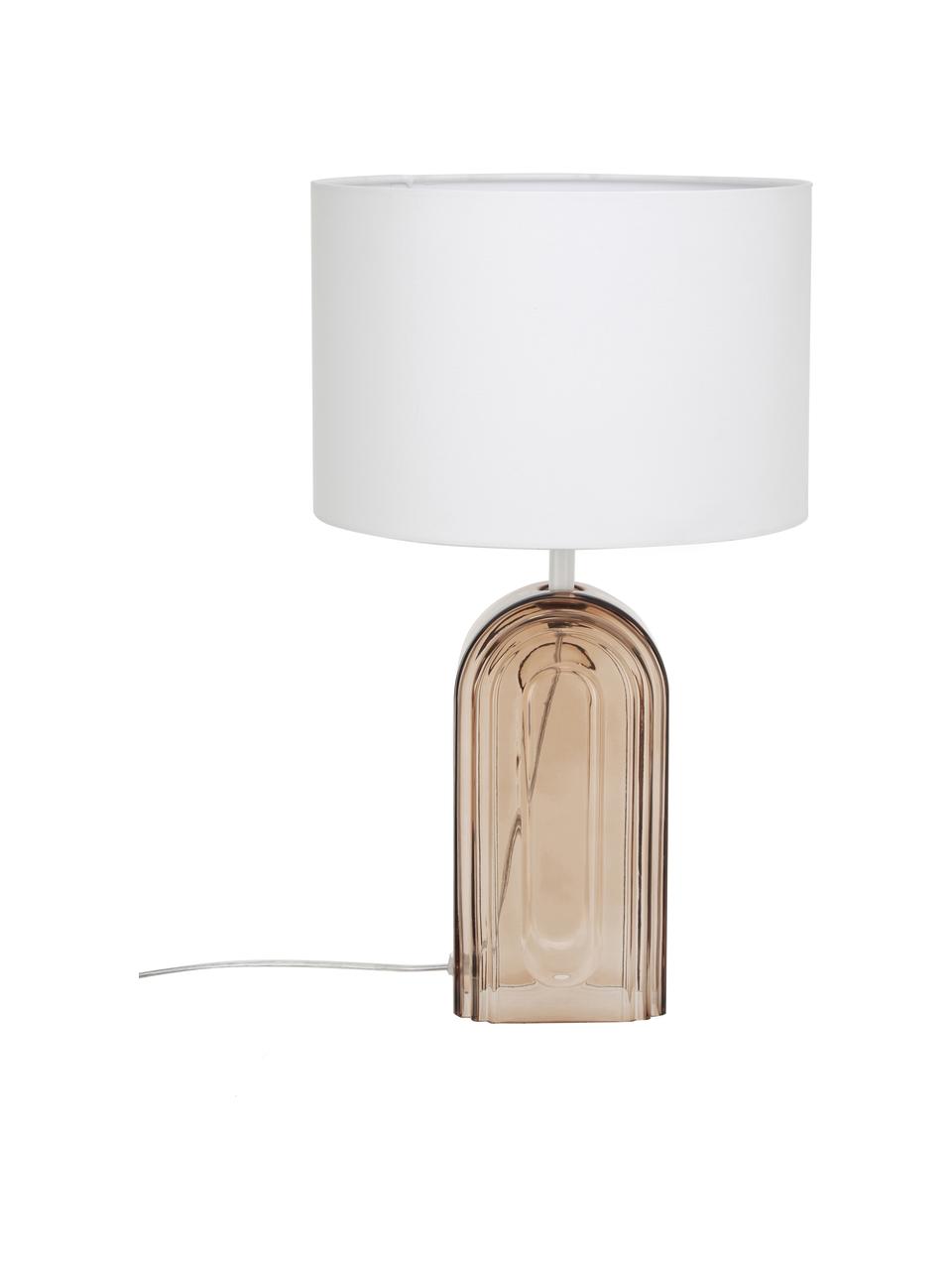 Lampa stołowa z podstawą ze szkła Bela, Biały, brązowy, Ø 30 x W 50 cm
