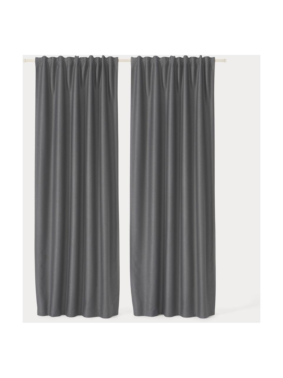 Rideaux obscurcissants avec ruflette multiple Asher, 2 pièces, 100 % polyester

Le matériau est certifié STANDARD 100 OEKO-TEX®, 21.HCN.84377, Hohenstein HTTI, Anthracite, larg. 140 x long. 260 cm