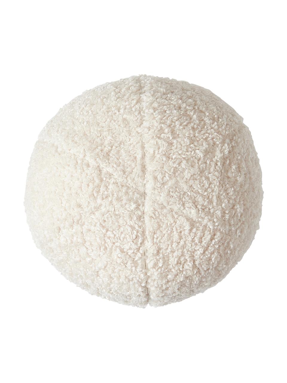 Cojín esférico de borreguillo Dotty, Funda: 100% poliéster (borreguil, Crema, Ø 30 cm