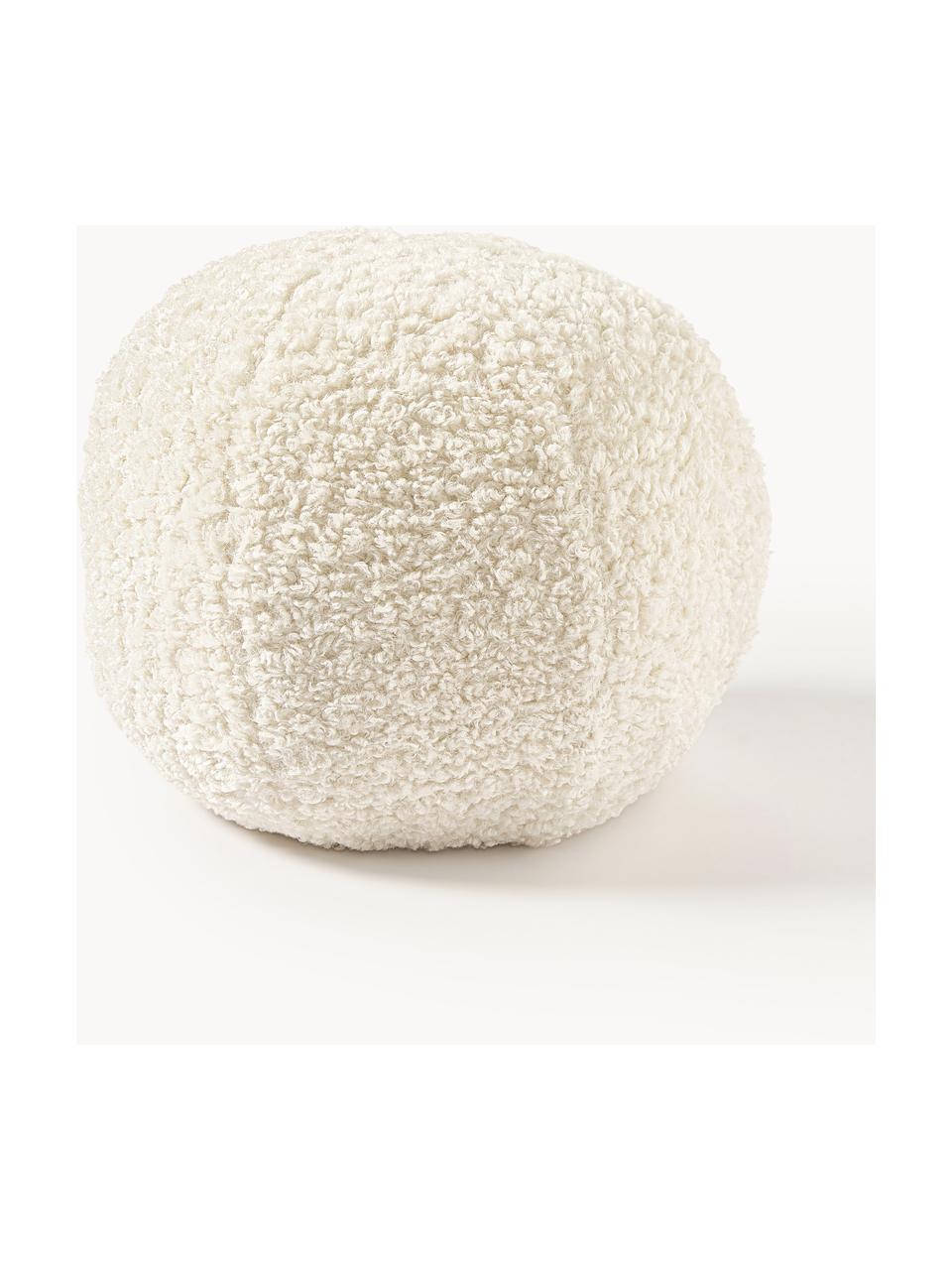 Cuscino decorativo rotondo in teddy Dotty, Rivestimento: 100% poliestere (teddy), Bianco crema, Ø 30 cm