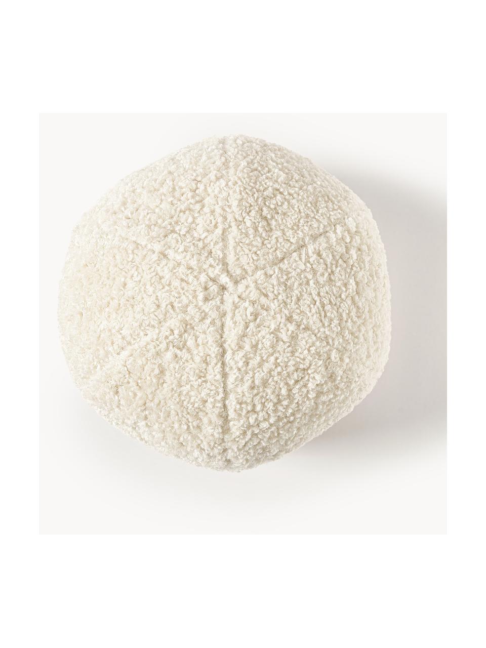 Coussin rond en peluche Dotty, Blanc crème, Ø 30 cm