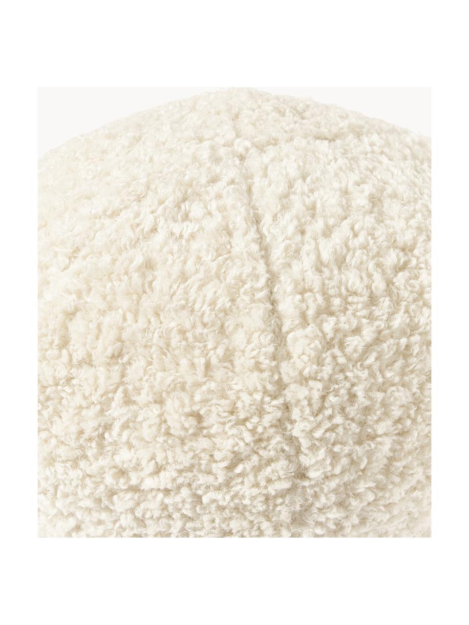 Coussin rond en peluche Dotty, Blanc crème, Ø 30 cm