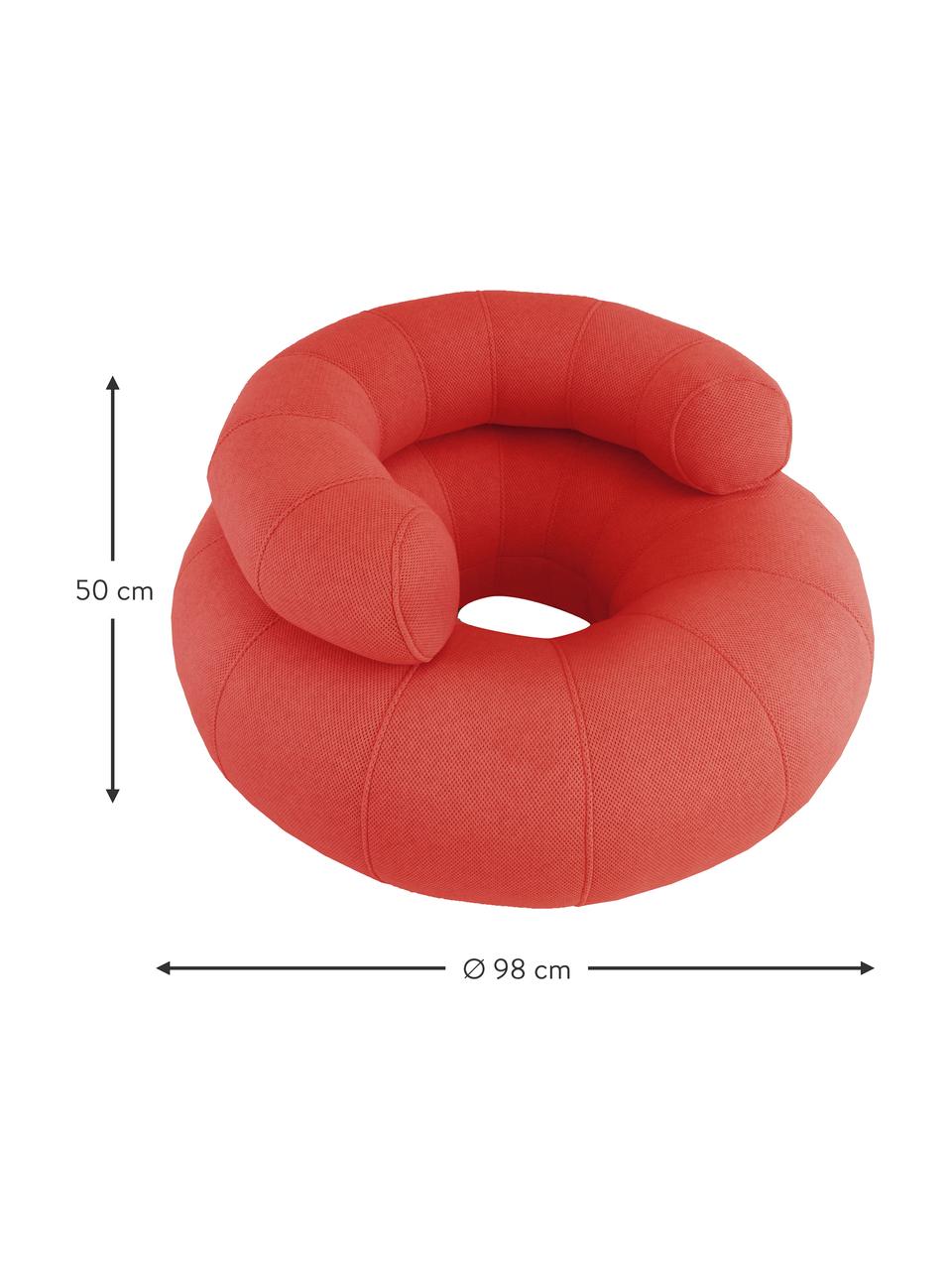 Outdoor-Loungesessel Don Out, handgefertigt, Bezug: 70 % PAN + 30 % PES, wass, Korallrot, Ø 98 x H 50 cm