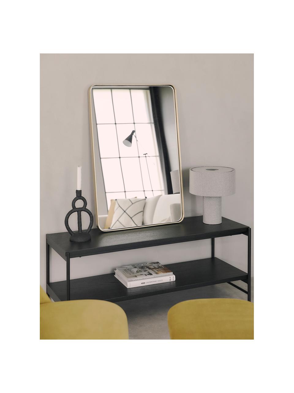 Zwarte tv-meubel Mica met plateaus, Frame: gepoedercoat metaal, Planken: zwart gelakt eikenhoutfineer. Frame: mat zwart, B 120 x H 50 cm
