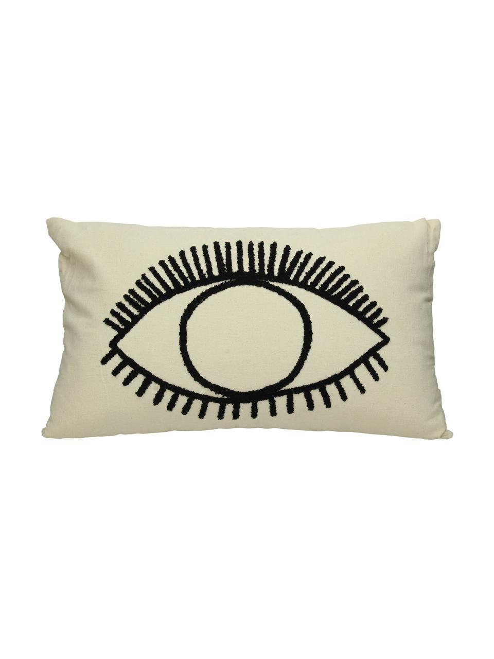 Coussin rectangulaire Eye, Blanc ivoire, noir