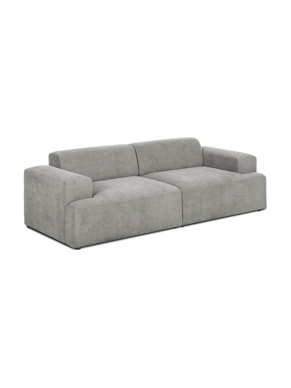Cord-Sofa Melva (3-Sitzer) in Grau, Bezug: Cord (92% Polyester, 8% P, Gestell: Massives Kiefernholz, FSC, Füße: Kunststoff, Cord Grau, B 238 x T 101 cm