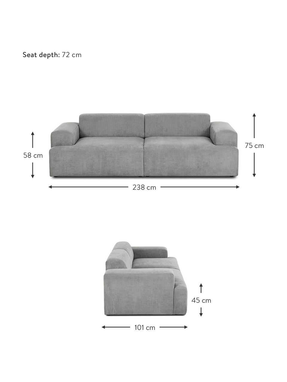 Menčestrová pohovky Melva (3-miestna), Menčestrová sivá, Š 238 x H 101 cm