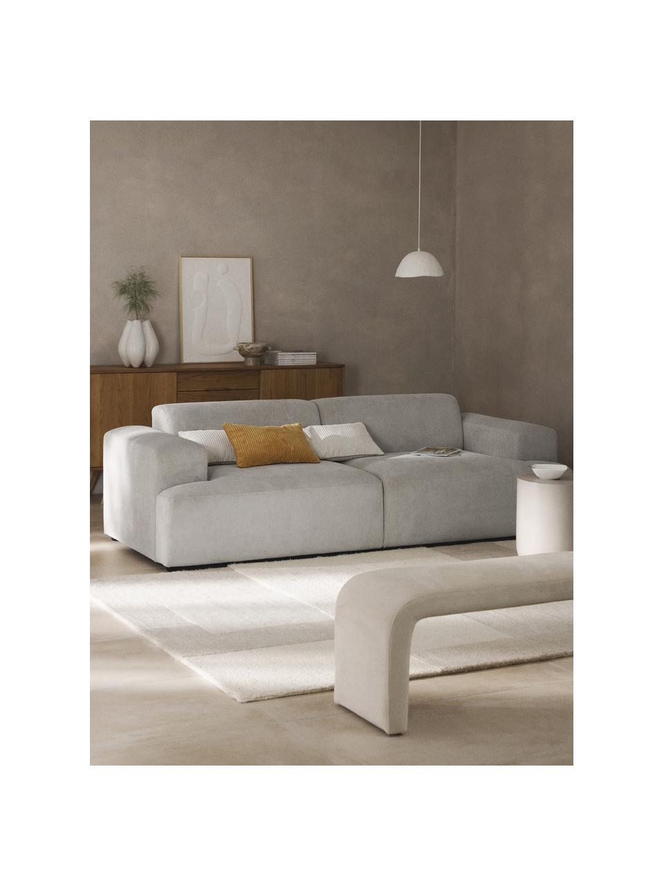 Cord-Sofa Melva (3-Sitzer), Bezug: Cord (92% Polyester, 8% P, Gestell: Massives Kiefernholz, Spa, Füße: Kunststoff Dieses Produkt, Cord Grau, B 238 x T 101 cm