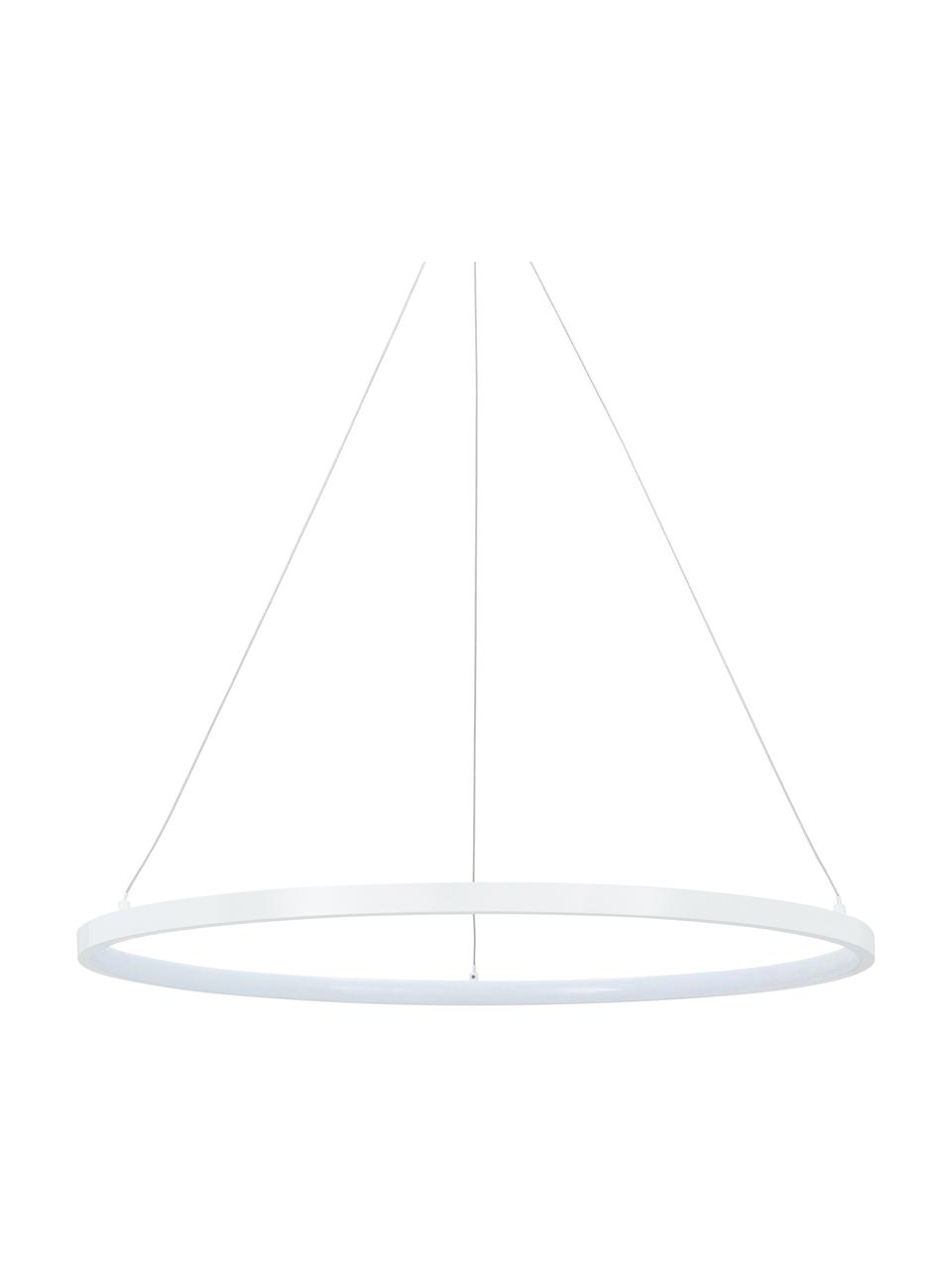 Lampada a sospensione a LED Jay, Baldacchino: Alluminio verniciato a po, Paralume: Alluminio verniciato a po, Baldacchino: bianco opaco Paralume: bianco opaco Cavo: argento, Ø 60 x Alt. 150 cm