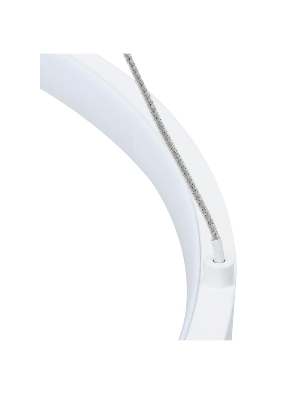 LED hanglamp Jay, Baldakijn: gepoedercoat aluminium, Lampenkap: gepoedercoat aluminium, k, Baldakijn: mat wit. Lampenkap: mat wit. Snoer: zilverkleurig, Ø 60 x H 150 cm