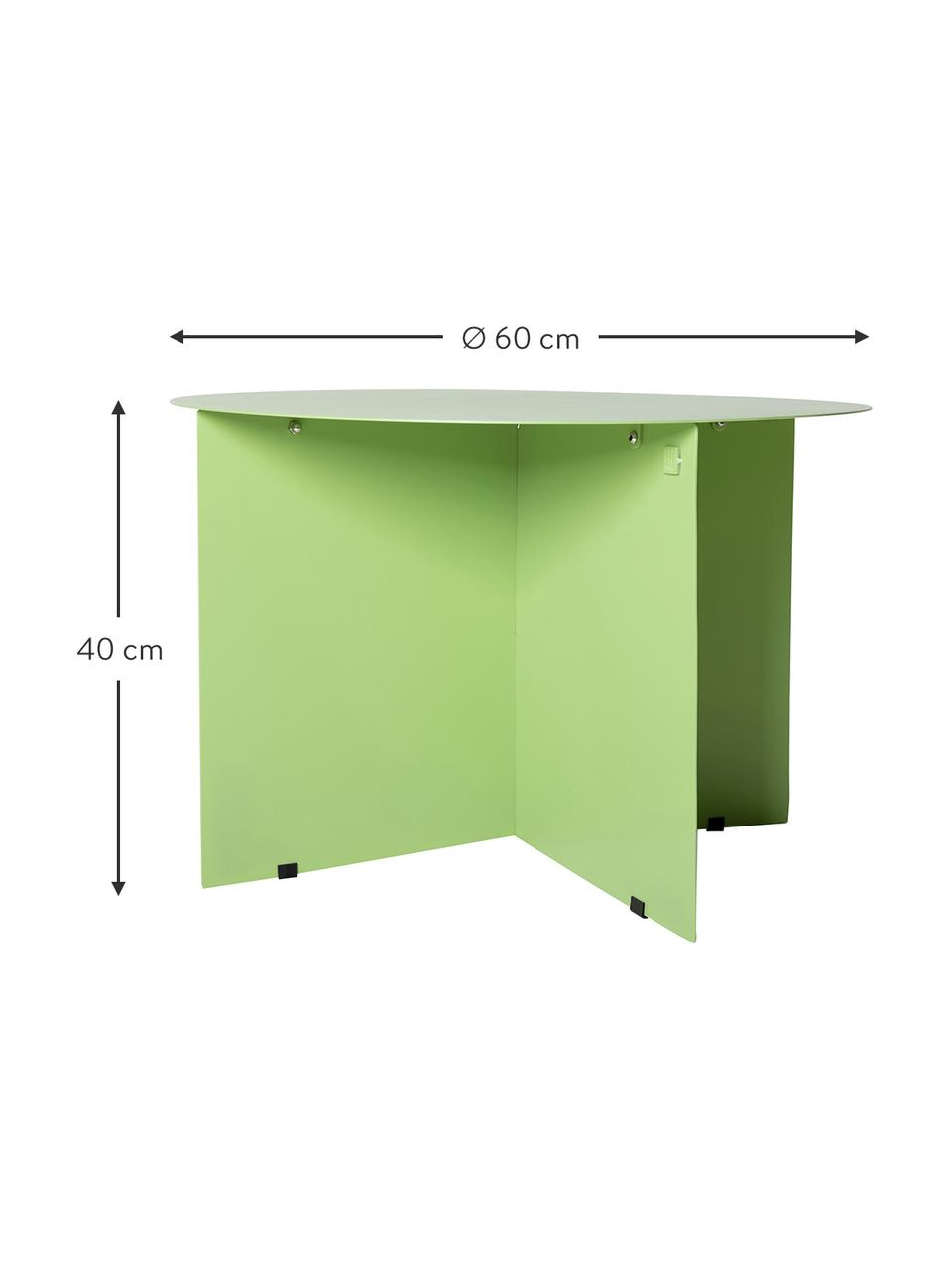 Ronde metalen salontafel Dinga in lichtgroen, Gepoedercoat metaal, Lichtgroen, Ø 60 x H 40 cm