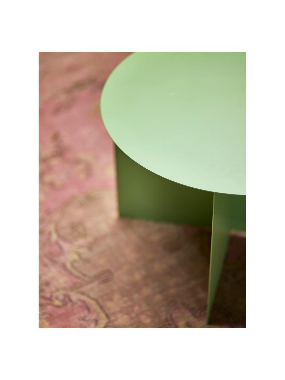 Tavolino rotondo in metallo verde chiaro Dinga, Metallo verniciato a polvere, Verde chiaro, Ø 60 x Alt. 40 cm