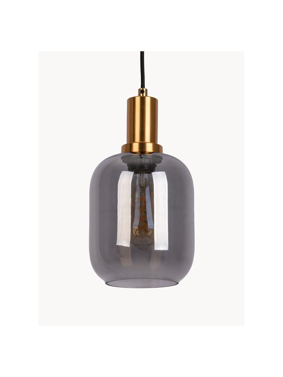 Hanglamp Smoky, Lampenkap: rookglas, Goudkleurig, donkergrijs, Ø 21 x H 21 cm