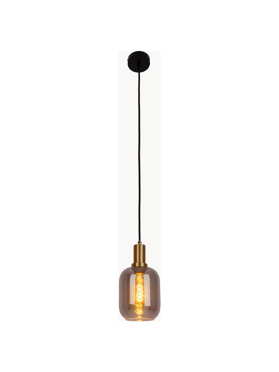 Hanglamp Smoky, Lampenkap: rookglas, Goudkleurig, donkergrijs, Ø 21 x H 21 cm