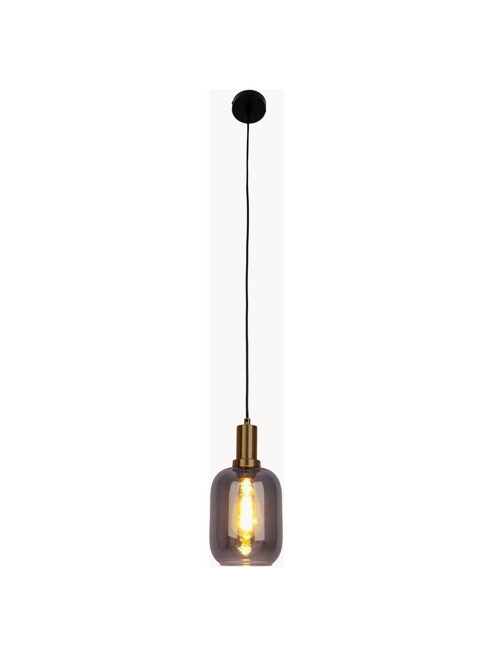 Hanglamp Smoky, Lampenkap: rookglas, Goudkleurig, donkergrijs, Ø 21 x H 21 cm