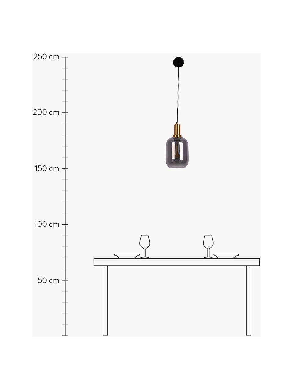 Hanglamp Smoky, Lampenkap: rookglas, Goudkleurig, donkergrijs, Ø 21 x H 21 cm