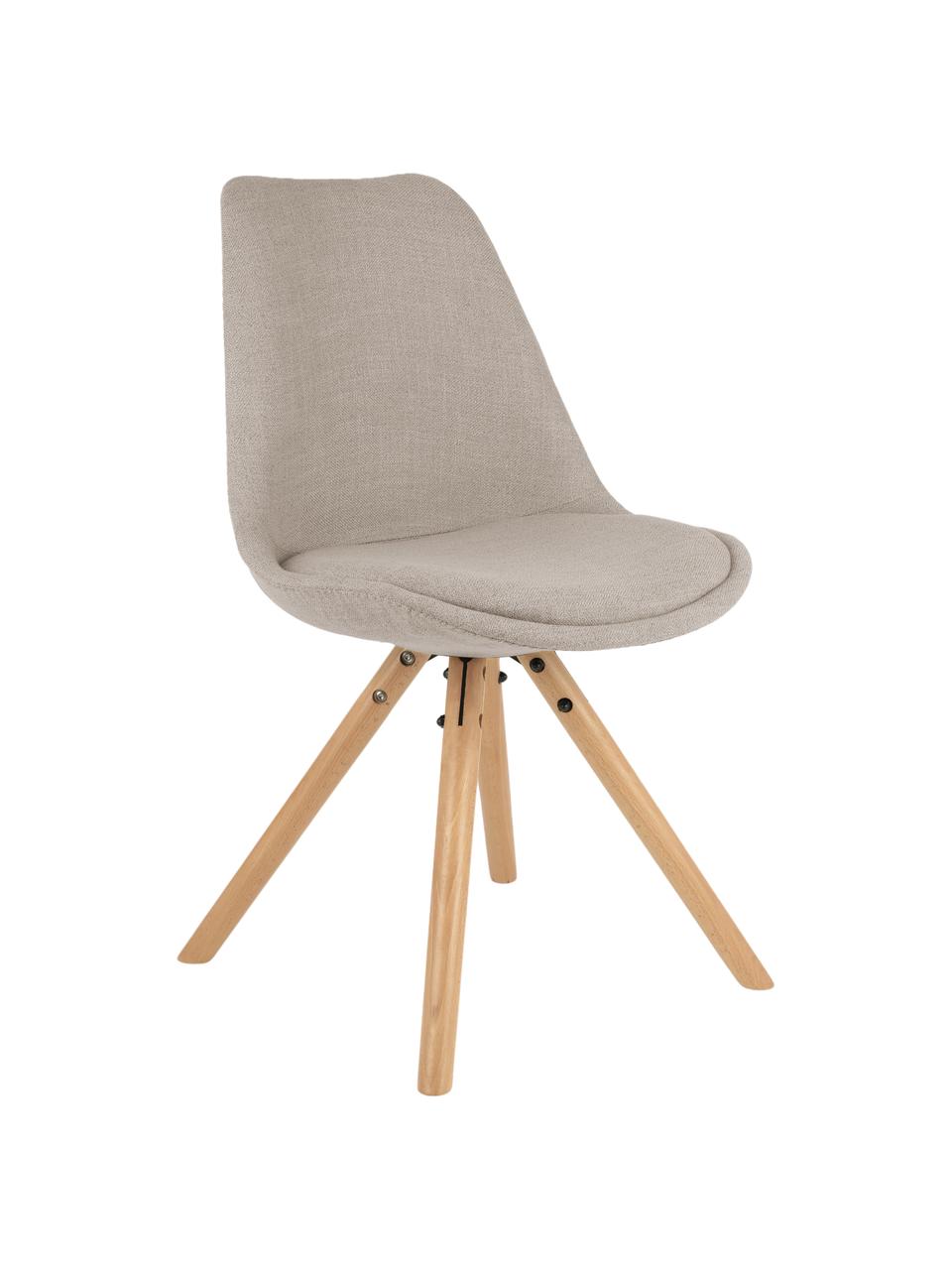 Gestoffeerde stoelen Maxi, 2 stuks, Zitvlak: kunststof, Bekleding: polyester, Poten: beukenhout, Bekleding: beigegrijs. Poten: beukenhoutkleurig, B 46 x D 54 cm