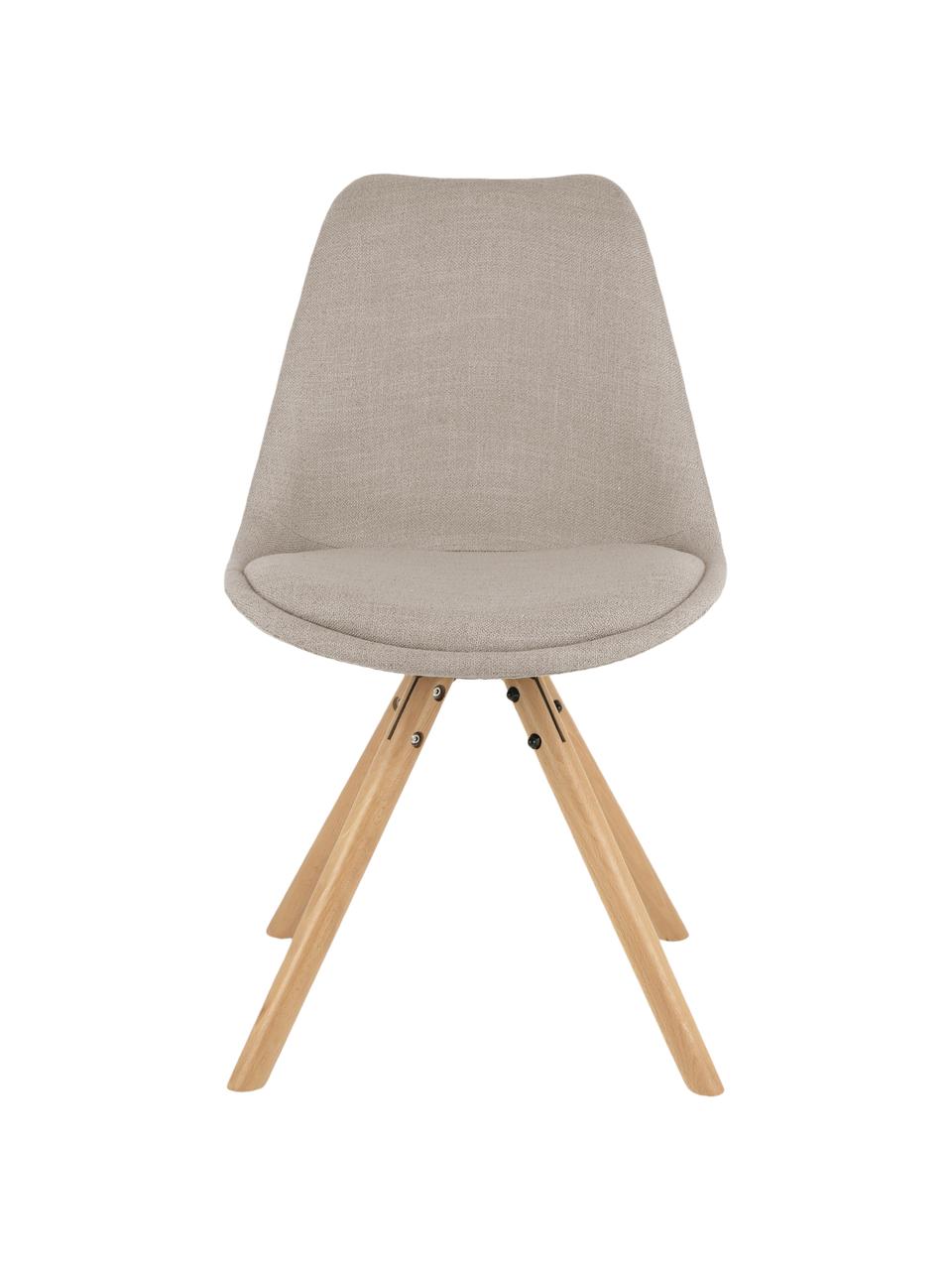 Gestoffeerde stoelen Maxi, 2 stuks, Zitvlak: kunststof, Bekleding: polyester, Poten: beukenhout, Bekleding: beigegrijs. Poten: beukenhoutkleurig, B 46 x D 54 cm