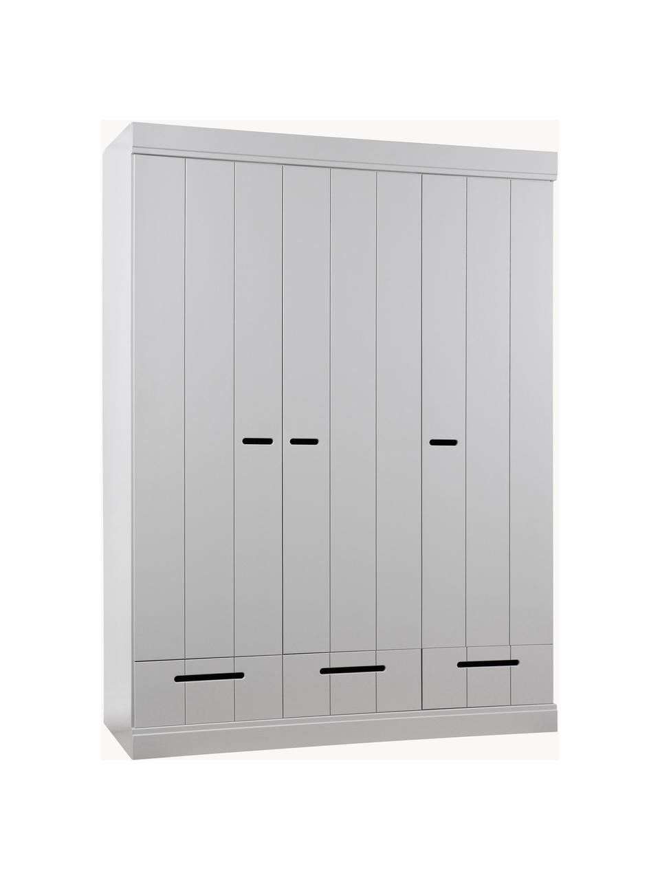 Armario Connect, 3 puertas, Estructura: madera de pino pintado, Estantes: aglomerado revestido de m, Gris claro, An 140 x Al 195 cm