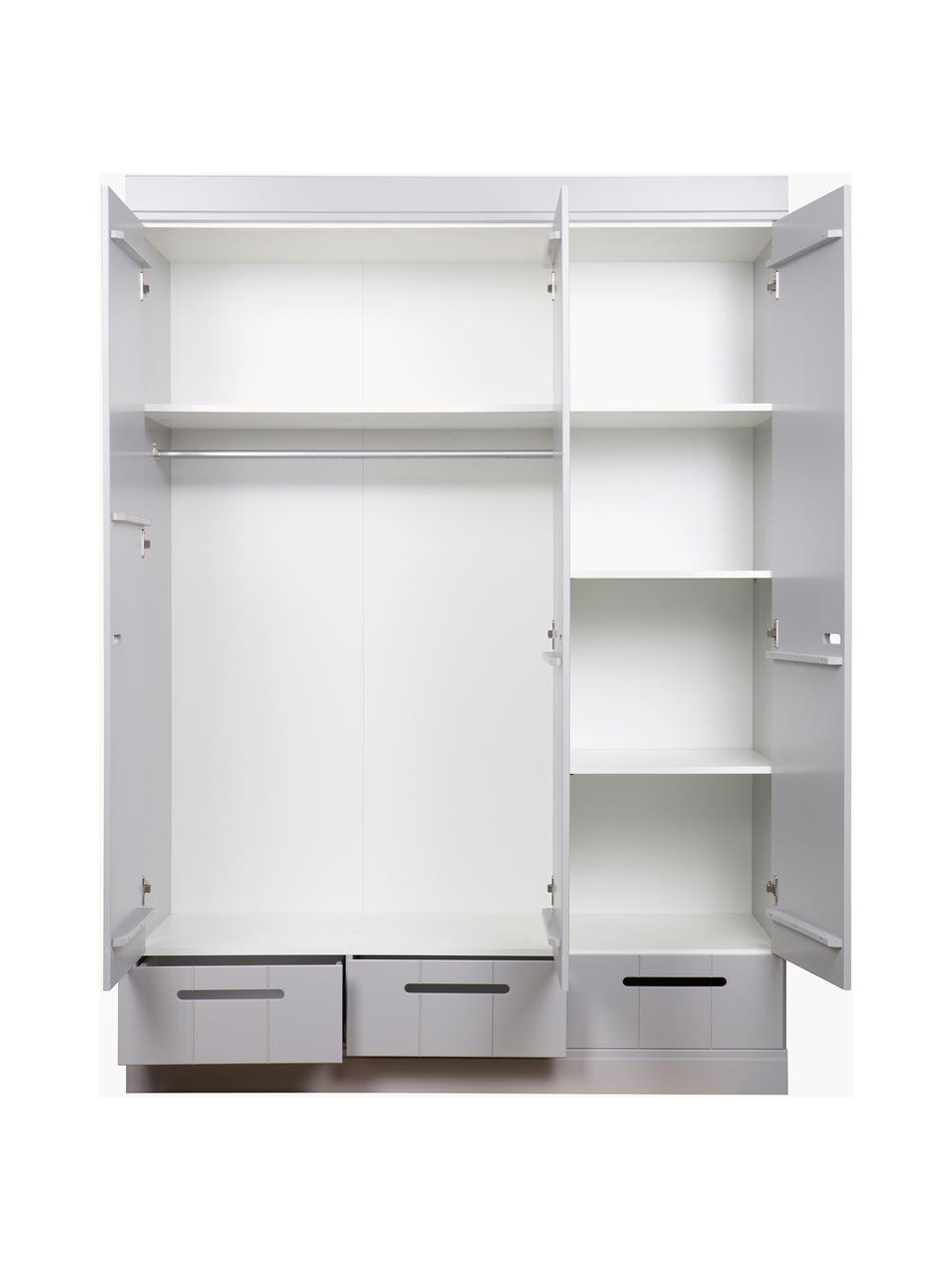 Armoire Connect, 3 portes battantes, Gris, larg. 140 x haut. 195 cm