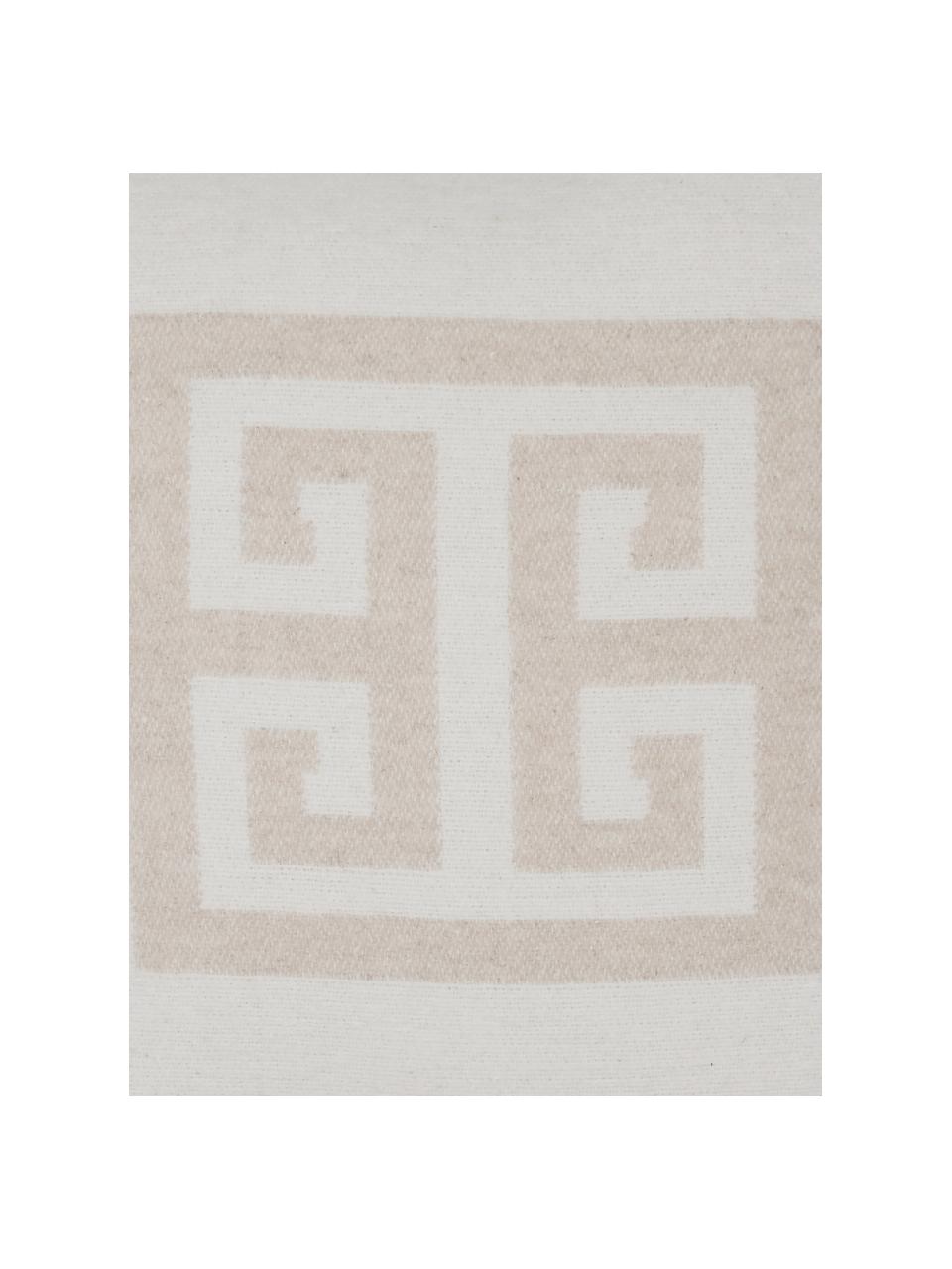 Poťah na vankúš s grafickým vzorom Lugano, 100 % polyester, Piesková, lomená biela, Š 45 x D 45 cm