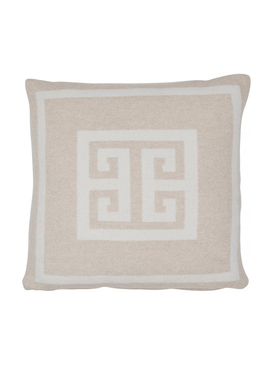 Housse de coussin 45x45 beige et blanc Lugano, 100 % polyester, Couleur sable, blanc cassé, larg. 45 x long. 45 cm