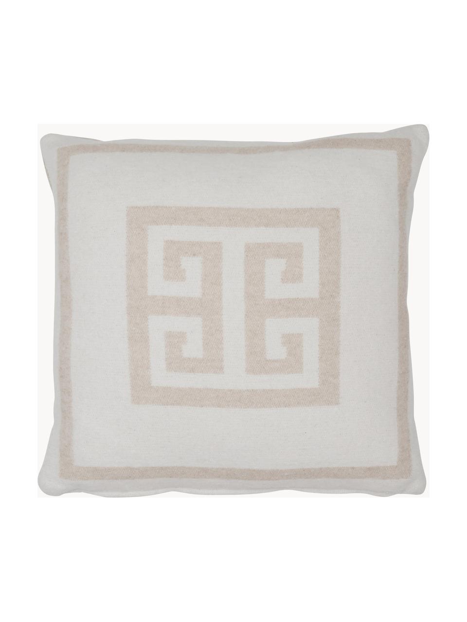 Housse de coussin 45x45 beige et blanc Lugano, 100 % polyester, Couleur sable, blanc cassé, larg. 45 x long. 45 cm