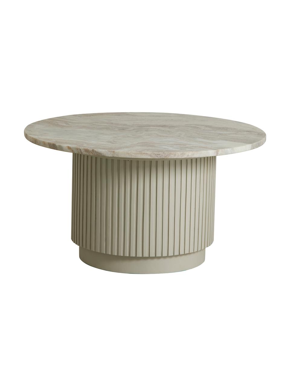 Mesa de centro redonda Erie, tablero de mármol, Tablero: mármol, Beige mármol, madera de mango pintada, Ø 75 x Al 41