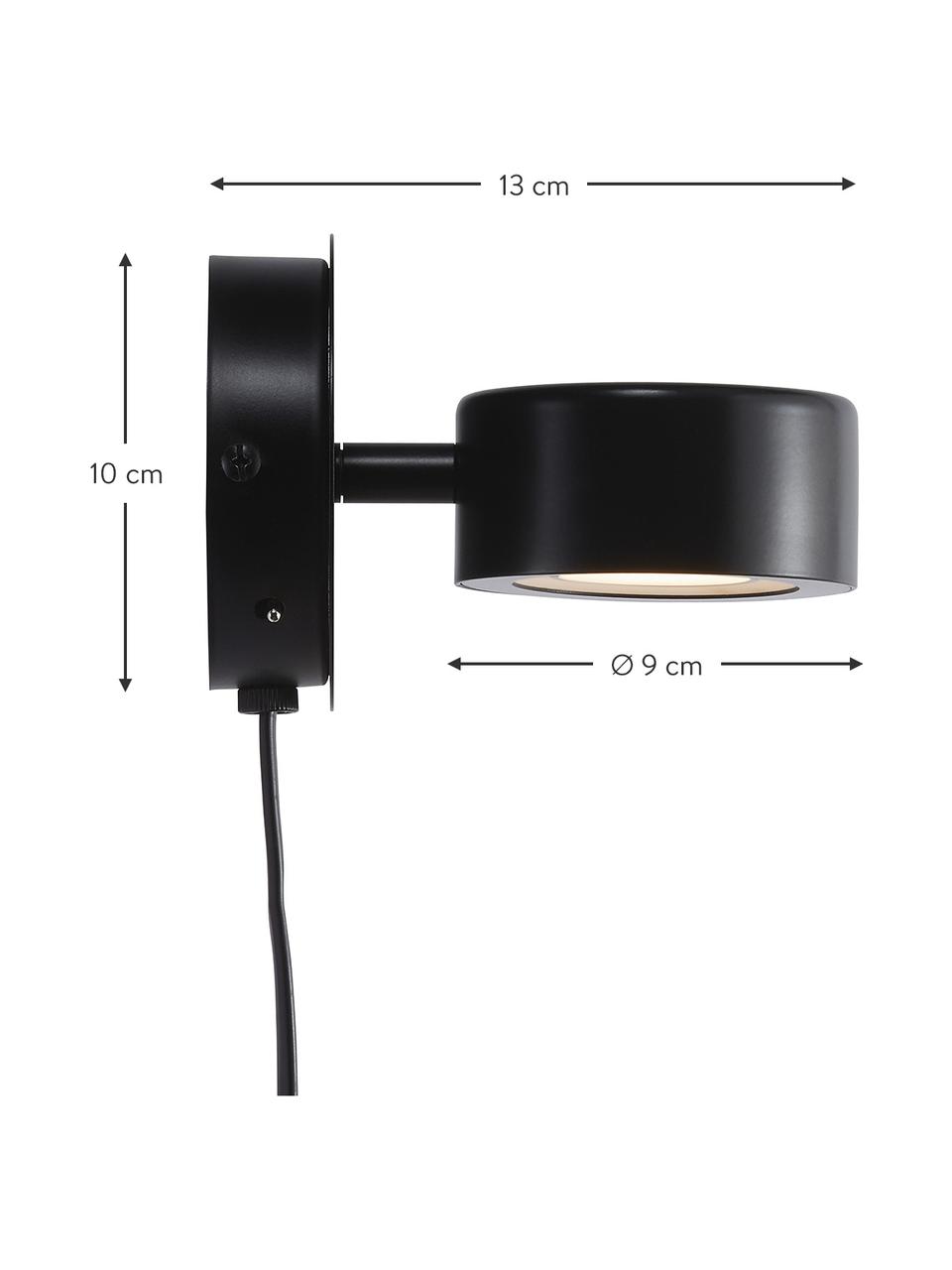 Kleine Dimmbare LED-Wandleuchte Clyde, Lampenschirm: Metall, beschichtet, Schwarz, B 10 x T 13 cm
