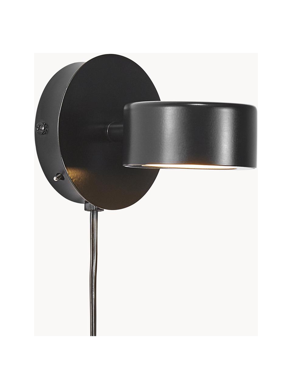 Aplique pequeño LED regulable Clyde, Pantalla: metal recubierto, Anclaje: metal recubierto, Cable: plástico, Negro, Ø 10 x F 13 cm