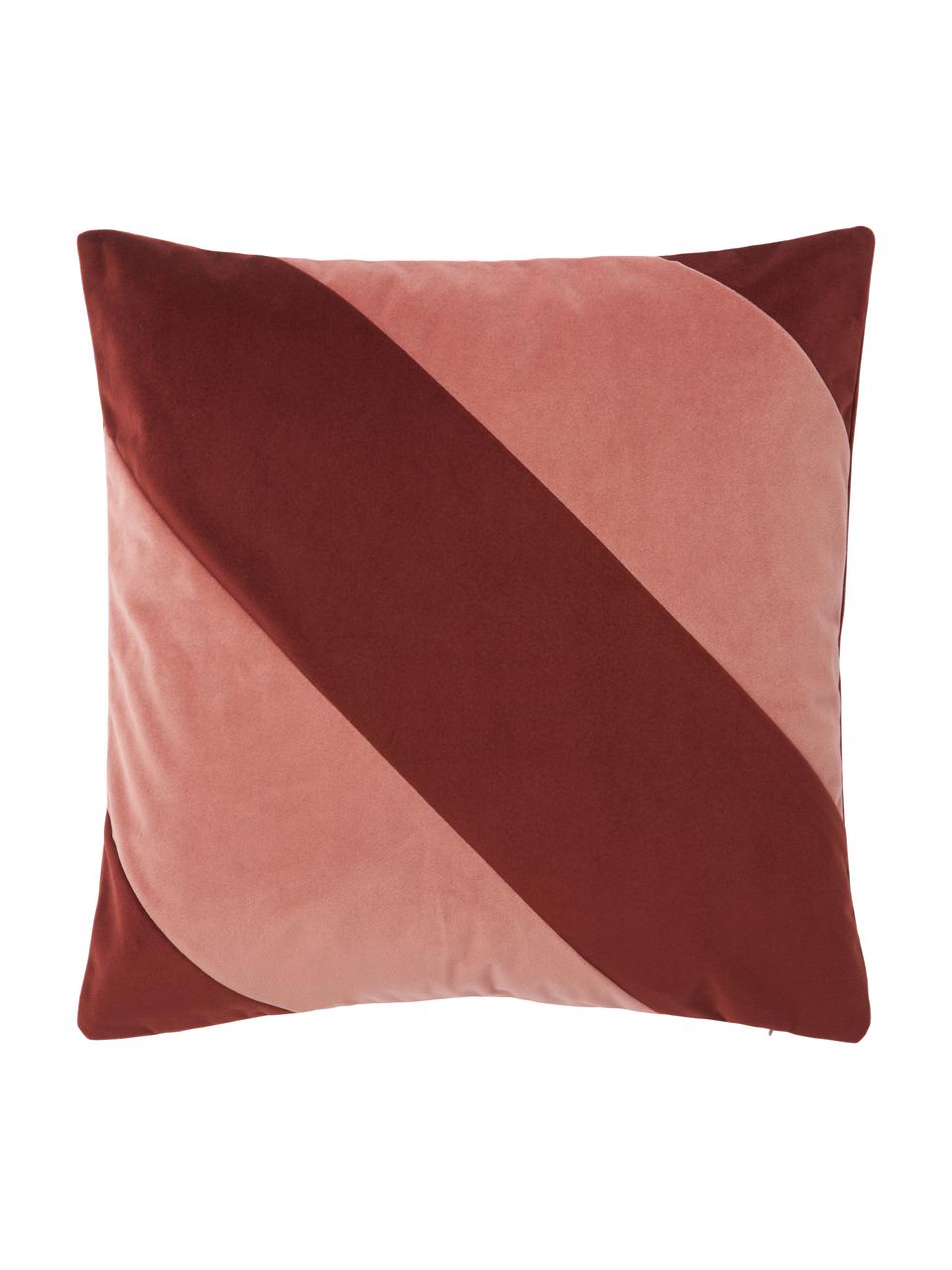 Poszewka na poduszkę z aksamitu Lenia, 100% aksamit poliestrowy, Brudny różowy, czerwony, S 45 x D 45 cm