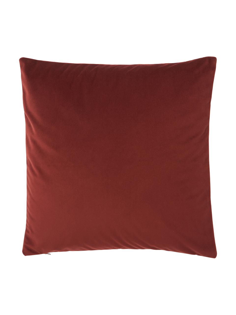 Funda de cojín de terciopelo Lenia, 100% terciopelo de poliéster, Rosa palo, rojo, An 45 x L 45 cm