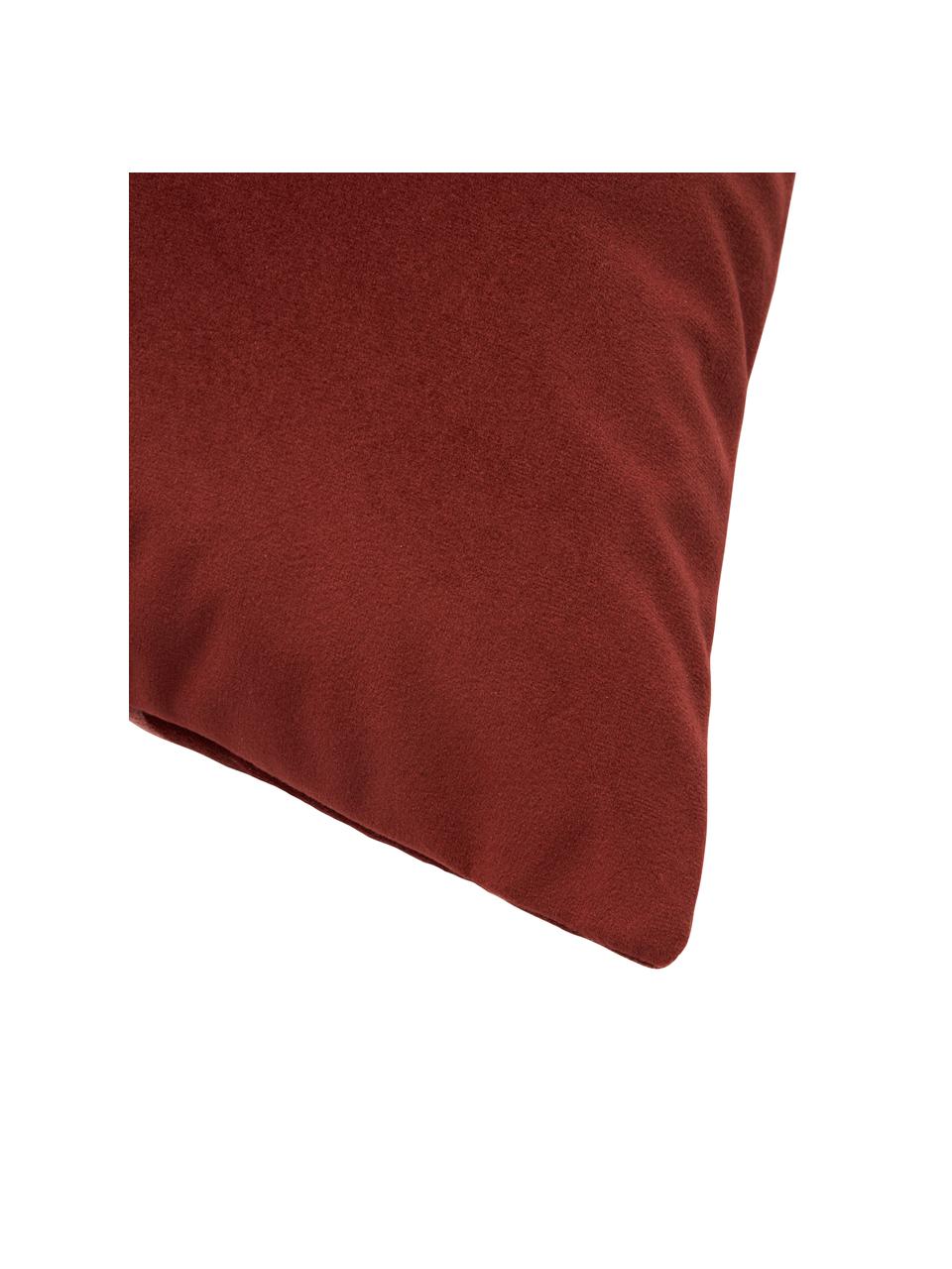 Poszewka na poduszkę z aksamitu Lenia, 100% aksamit poliestrowy, Brudny różowy, czerwony, S 45 x D 45 cm