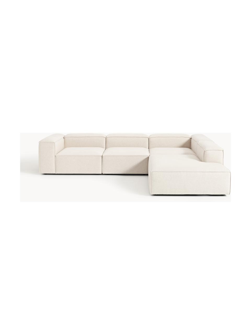 Modulares XL-Ecksofa Lennon aus Leinen-Mix, Bezug: 50 % Viskose, 25 % Leinen, Gestell: Fichtenholz, Sperrholz, m, Leinen-Mix Beige, B 329 x T 269 cm, Eckteil links