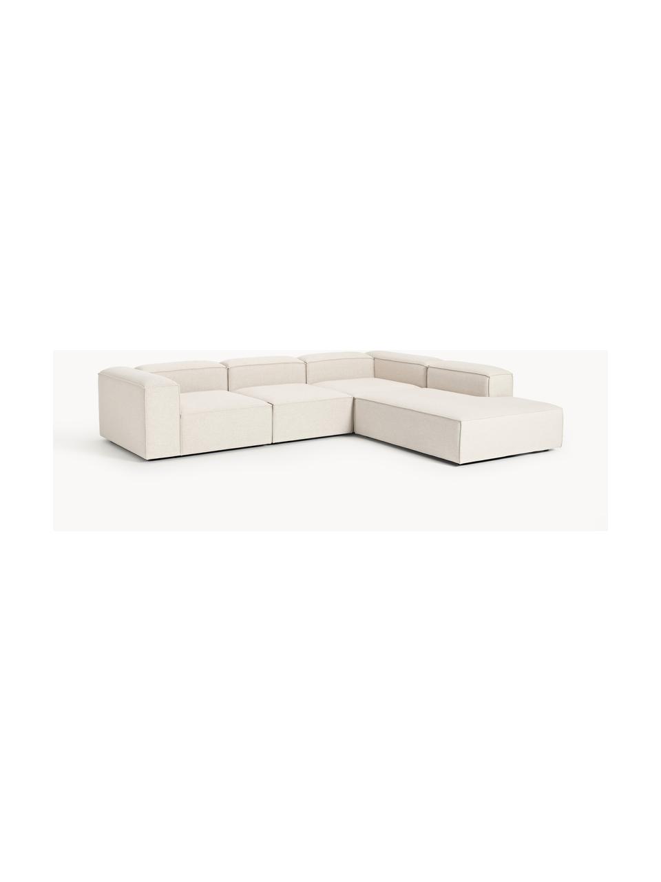 Modulares XL-Ecksofa Lennon aus Leinen-Mix, Bezug: 50 % Viskose, 25 % Leinen, Gestell: Fichtenholz, Sperrholz, m, Leinen-Mix Beige, B 329 x T 269 cm, Eckteil links