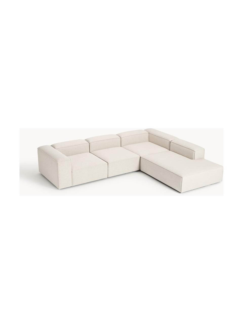 Modulares XL-Ecksofa Lennon aus Leinen-Mix, Bezug: 50 % Viskose, 25 % Leinen, Gestell: Fichtenholz, Sperrholz, m, Füße: Kunststoff Dieses Produkt, Leinen-Mix Beige, B 329 x T 269 cm, Eckteil links