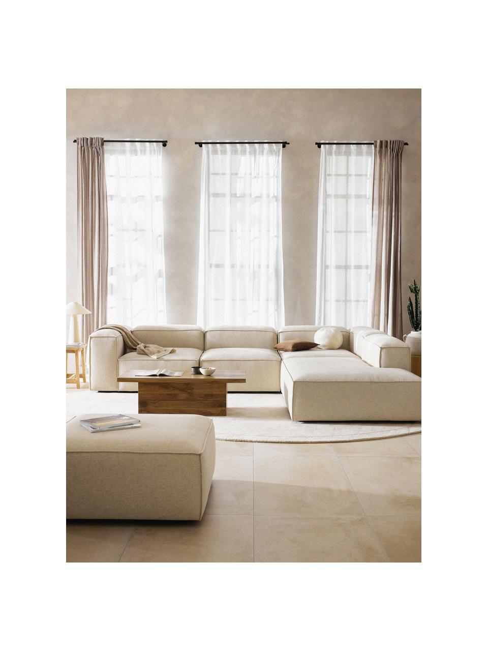 Modulares XL-Ecksofa Lennon aus Leinen-Mix, Bezug: 50 % Viskose, 25 % Leinen, Gestell: Fichtenholz, Sperrholz, m, Leinen-Mix Beige, B 329 x T 269 cm, Eckteil links