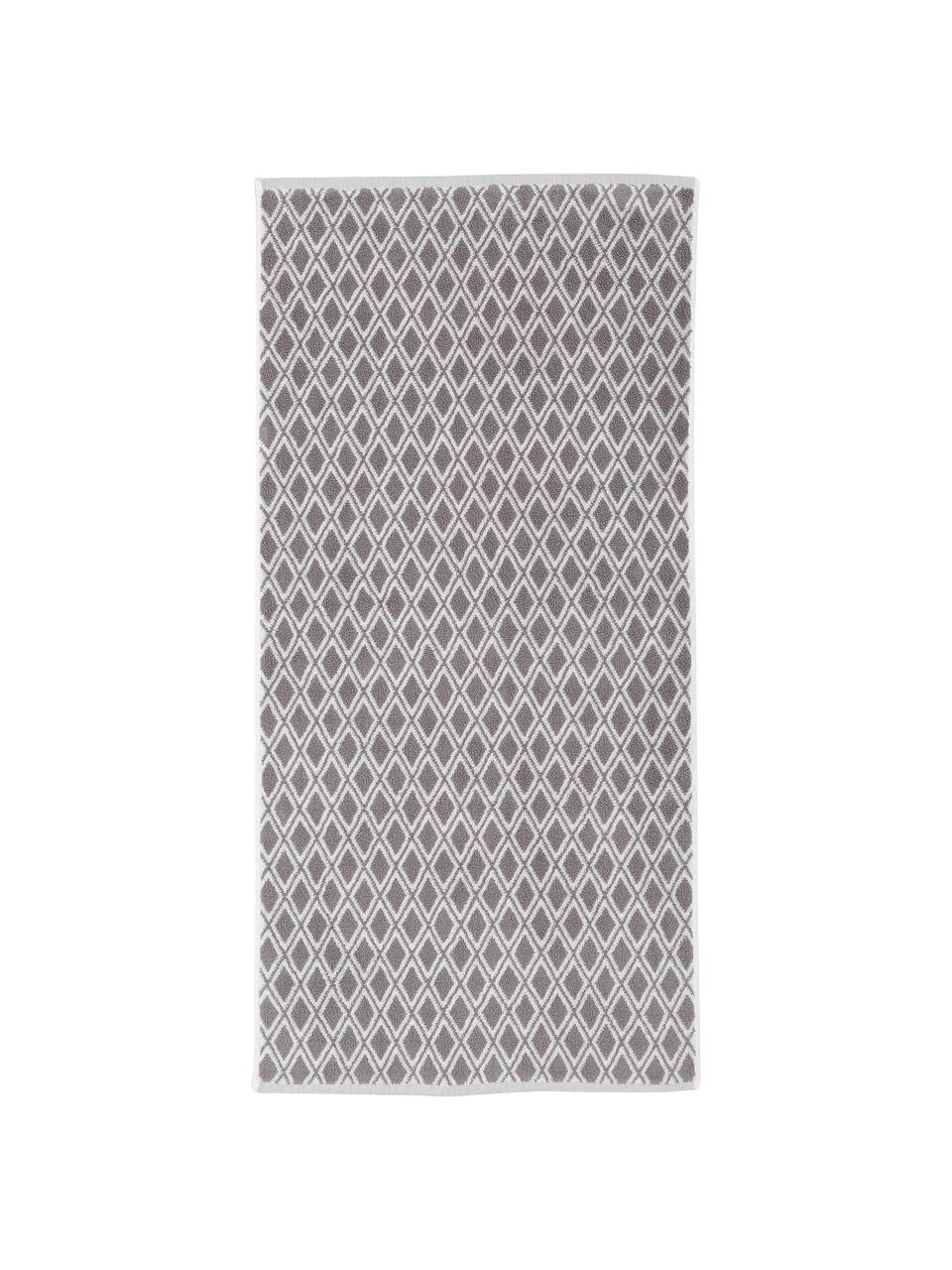 Serviette de toilette réversible en coton pur Ava, Gris, blanc crème, Serviettes de toilette, larg. 50 x long. 100 cm , 2 pièces