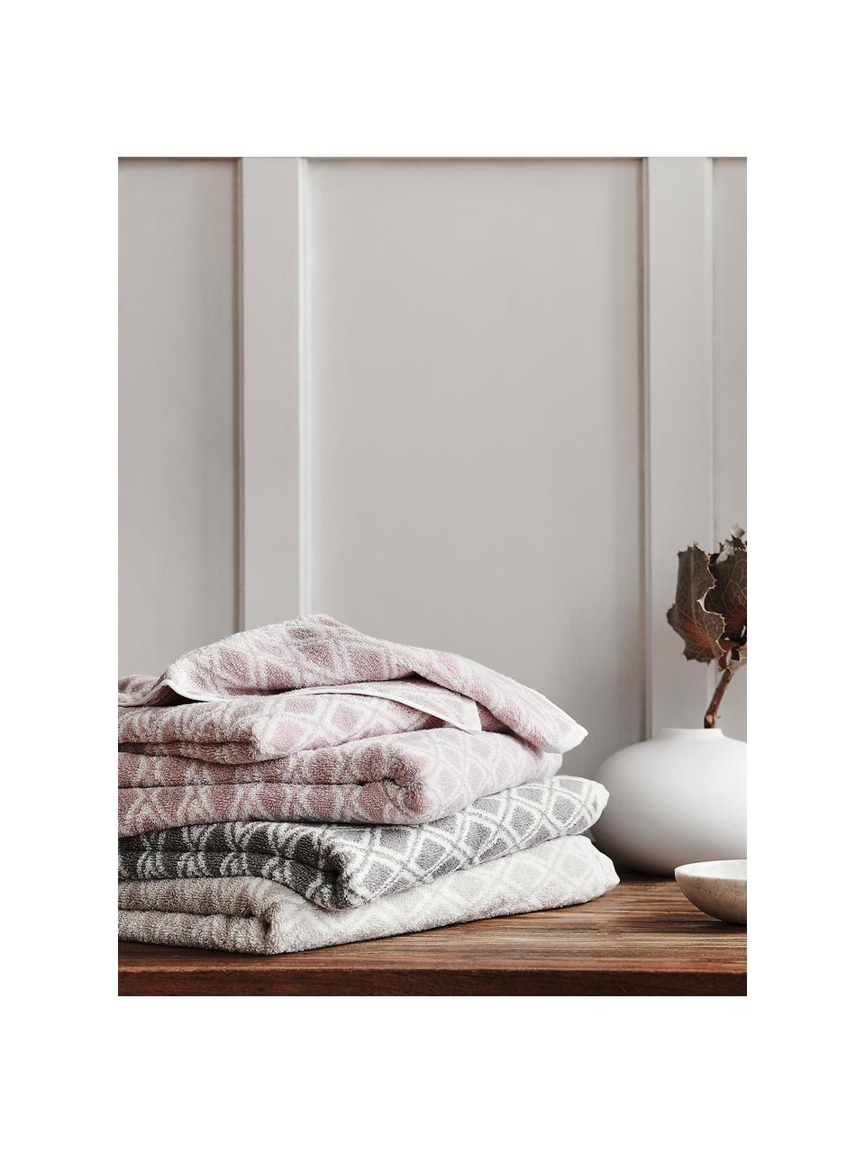 Serviette de toilette réversible en coton pur Ava, Gris, blanc crème, Serviettes de toilette, larg. 50 x long. 100 cm , 2 pièces