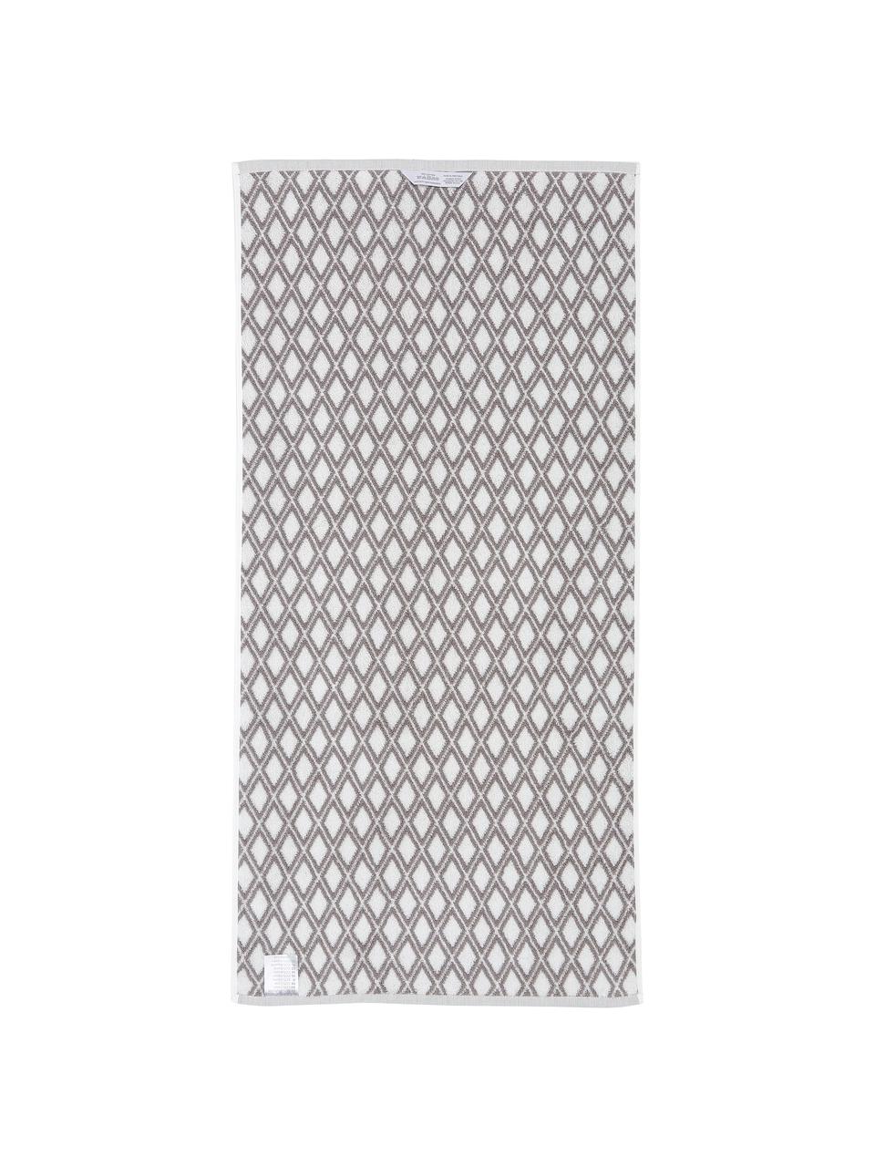 Serviette de toilette réversible en coton pur Ava, Gris, blanc crème, Serviettes de toilette, larg. 50 x long. 100 cm , 2 pièces